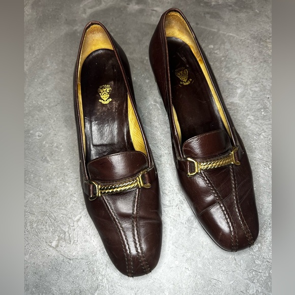 Shoes - Gucci Vintage 70s Horsebit Pumps Heel Brown Leather 40 EU 9.5 US Preppy